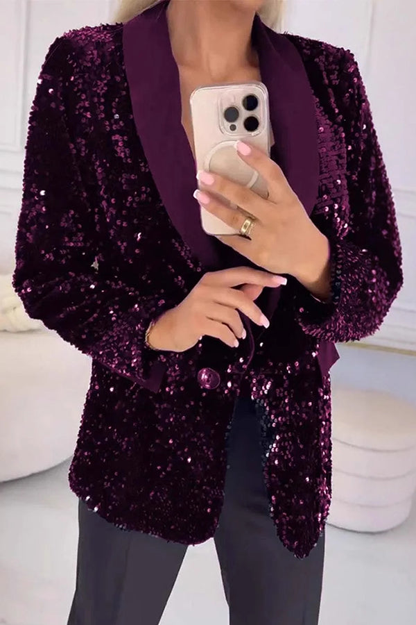 LUXARA™ Shimmering Sequin Blazer