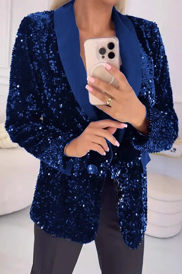 LUXARA™ Shimmering Sequin Blazer