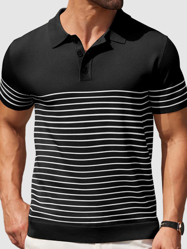Men's Striped Knitted Business Casual POLO