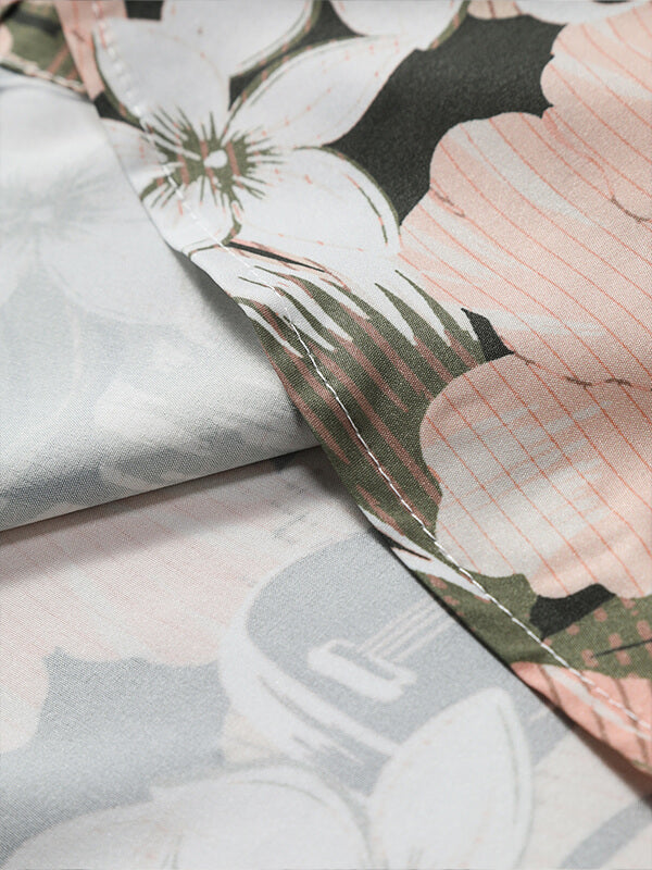 Men's floral print button down short sleeve shirt