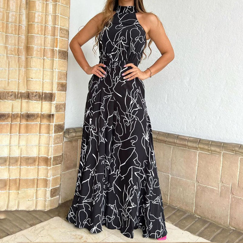 Elegant Wide Leg Neck Tie Sleeveless Summer Jumpsuit